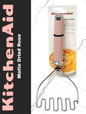 KitchenAid Matte Dried Rose Masher with Stainless Steel